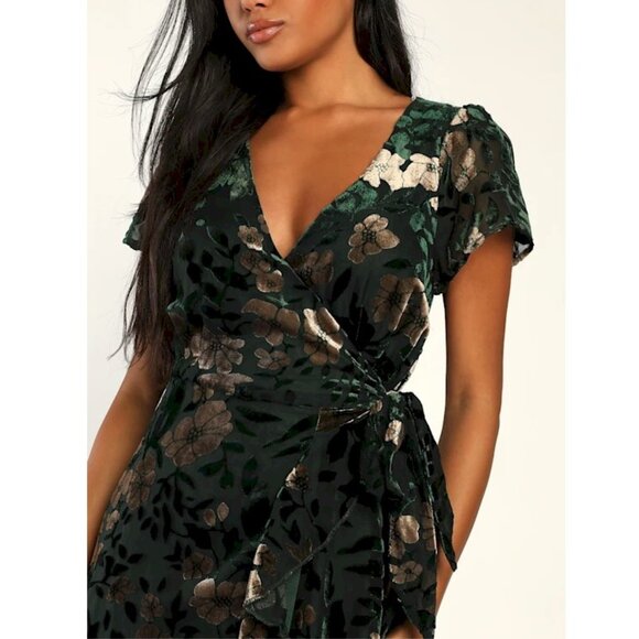 Lulu's Green Floral Midi Dress - Picture 2 of 9